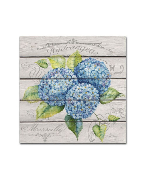 Jean Plout 'Blue Hydrangeas' Canvas Art - 14" x 14" x 2"