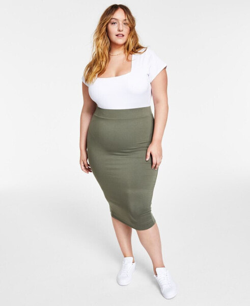 Trendy Plus Size Bodycon Jersey Midi Skirt, Created for Macy's