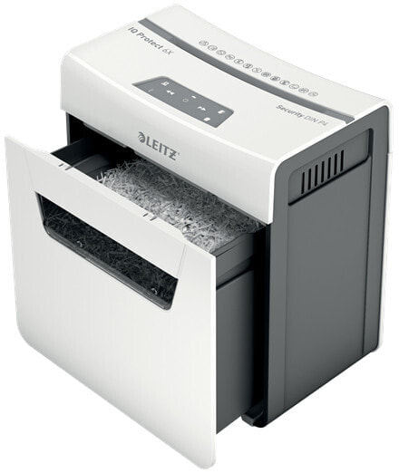 Esselte Leitz IQ Protect Premium Paper Shredder 6X P4 - 10 L - Touch - 6 sheets - P-4 - Grey - White - 80 g/m²