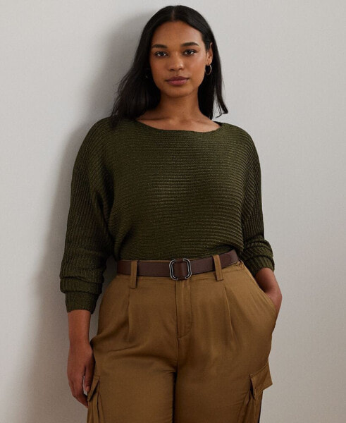 Plus Size Rib-Knit Boat-Neck Sweater