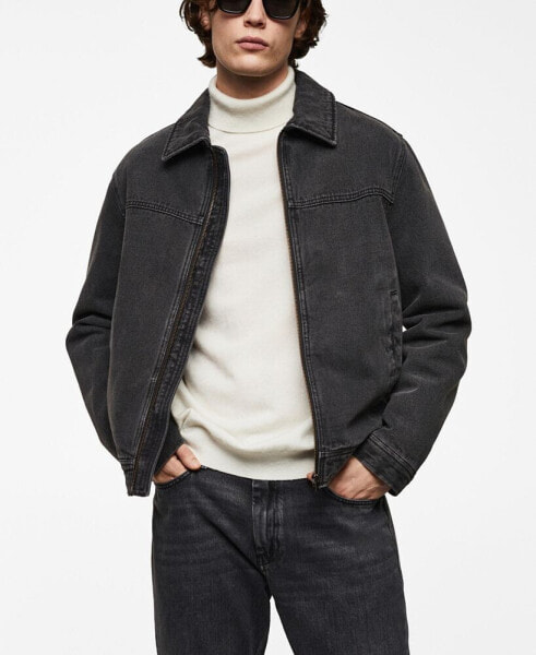 Куртка джинсовая с искусственным мехом MANGO для мужчин