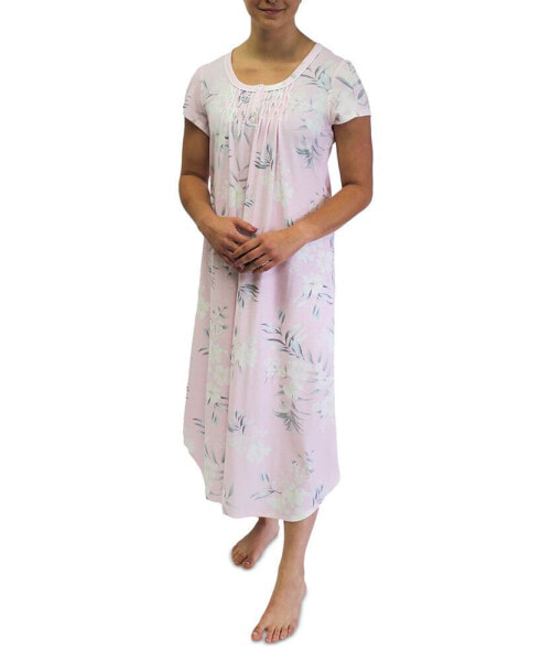 Plus Size Short-Sleeve Floral Nightgown