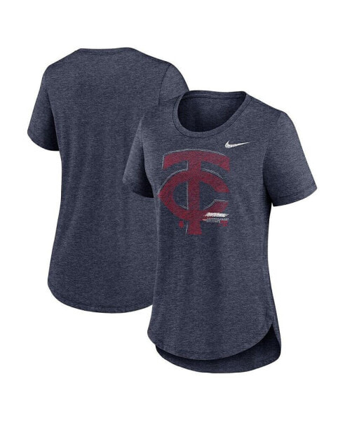Women's Heather Navy Minnesota Twins Touch Tri-Blend T-shirt