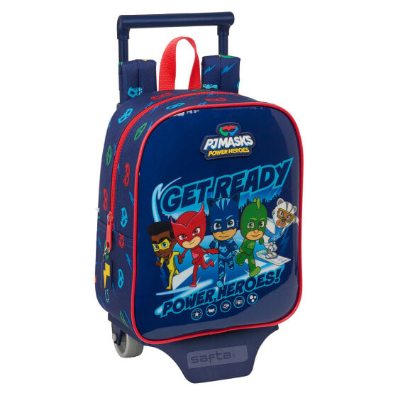 School Rucksack with Wheels PJ Masks Ready Navy Blue 22 x 27 x 10 cm