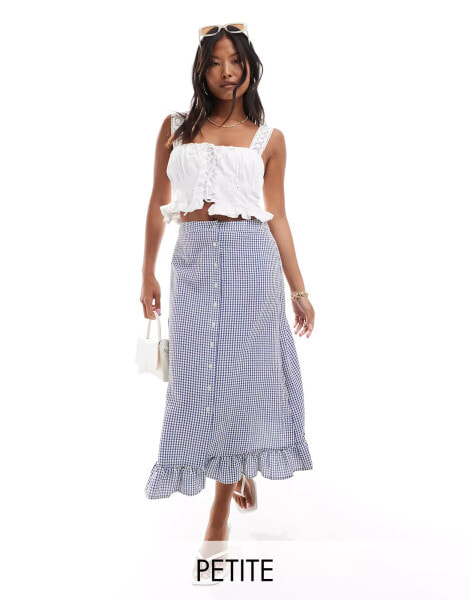 Nobody's Child Petite Annalise maxi skirt in blue gingham check