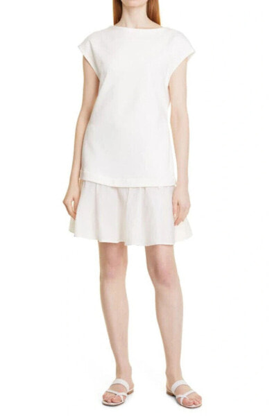 Emporio Armani Jersey Ruffle Cap Sleeve Dress Off White 42 US 6