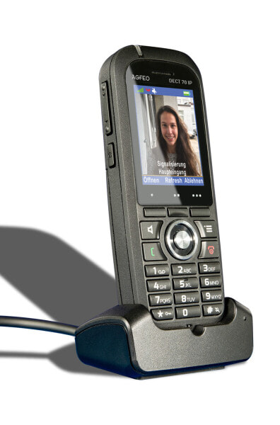 AGFEO DECT 70 IP - IP Phone - Black - Wireless handset - 250 entries - TFT - 5.08 cm (2")