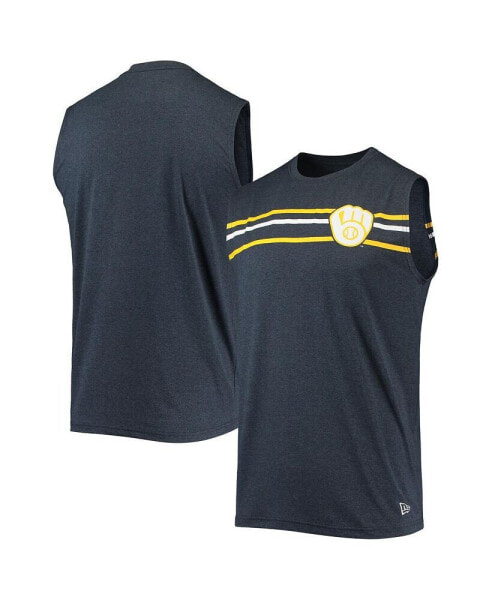 Men's Heathered Navy Milwaukee Brewers Muscle Tank Top