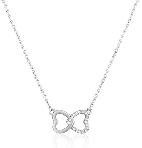 Linked Hearts Sparkling Silver Necklace SVLN0422XH2BI45