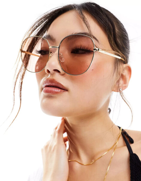 AIRE atria oversized round sunglasses in gold