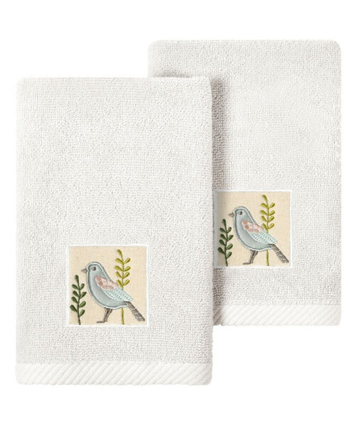 Textiles Turkish Cotton Belinda Embellished Fingertip Towel Set, 2 Piece