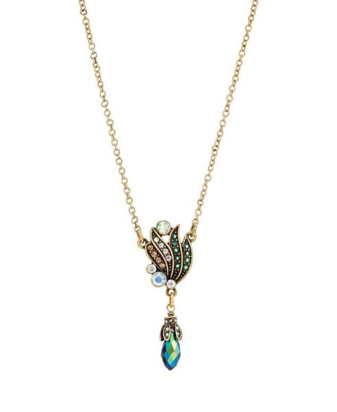 Glass Multi AB Petal Pendant Necklace