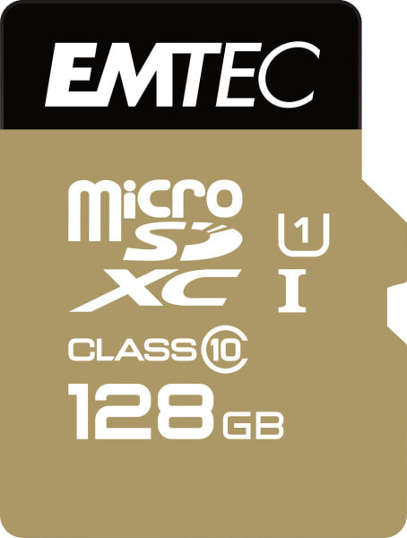 EMTEC microSD Class10 Gold+ 128GB - 128 GB - MicroSDXC - Class 10 - 85 MB/s - 21 MB/s - Black,Gold