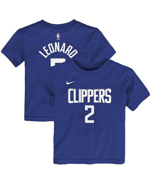 Toddler Girls and Boys Kawhi Leonard Blue LA Clippers Logo Name Number T-shirt