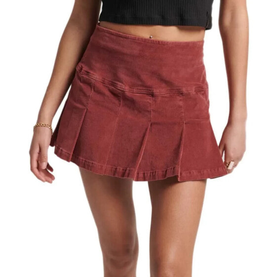 SUPERDRY Vintage Cord Pleat Mini Skirt