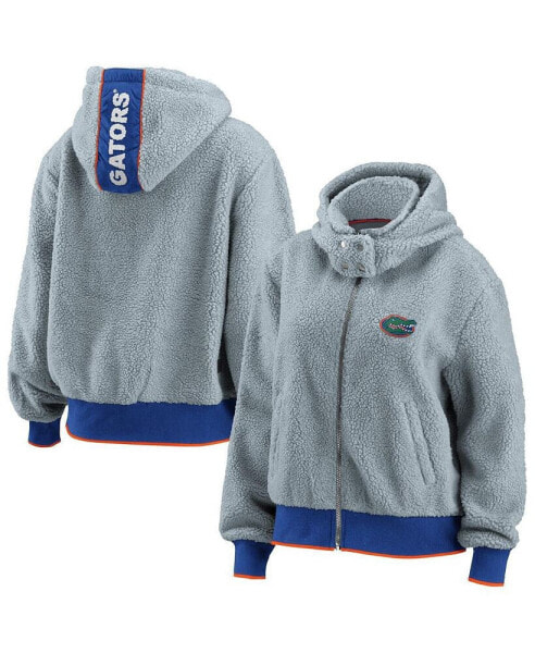 Women's Gray Florida Gators Sherpa Full-Zip Hoodie Jacket