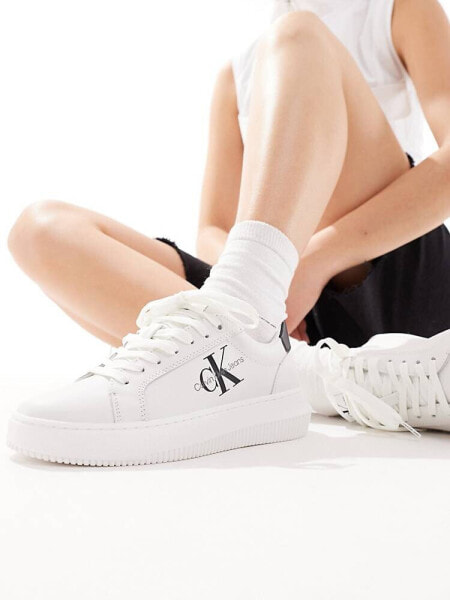 Calvin Klein Jeans monogram chunky cupsole trainers in multi