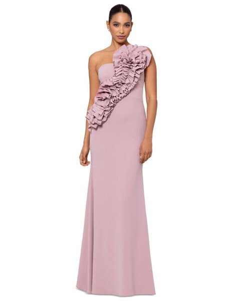 Women's Flower-Embellished One-Shoulder Gown