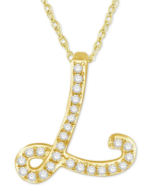 Diamond Initial Pendant Necklace (1/10 ct. t.w.) in 14k Gold Over Sterling Silver, 16" + 2" Extender