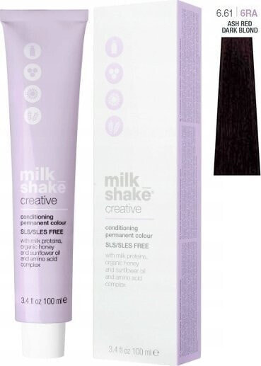 Milk Shake Milk Shake, Creative, SLS/SLES-Free, Permanent Hair Dye, 6.616RA Ash Red Dark Blond, 100 ml For Women