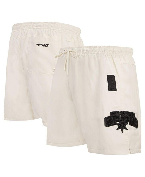 Men's Cream San Antonio Spurs Triple Tonal Woven Shorts