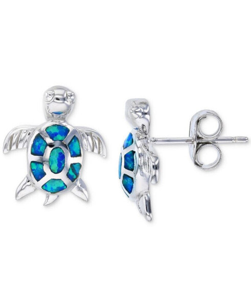 Серьги Macy's Blue Opal Turtle Stud