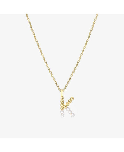 Cultured Pearl Pave Initial Necklace
