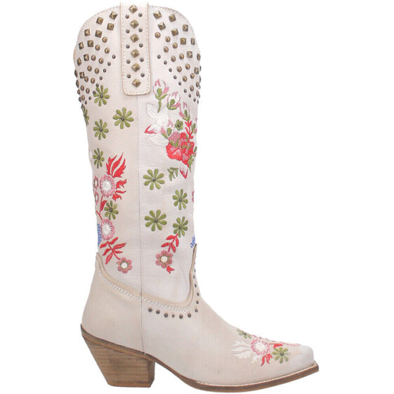 Dingo Poppy Floral Snip Toe Cowboy Womens Multi, Off White Casual Boots DI732-1