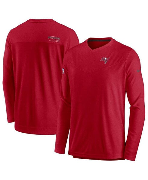 Men's Red Tampa Bay Buccaneers 2022 Sideline Coach Chevron Lock Up Performance Long Sleeve T-shirt
