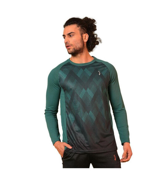 Men's Forest Green Geometric Active wear T-Shirt