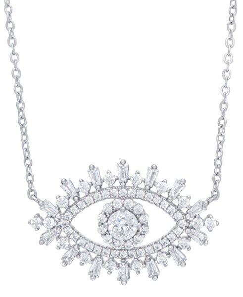 Macy's cubic Zirconia Evil Eye Necklace in Fine Silver Plate