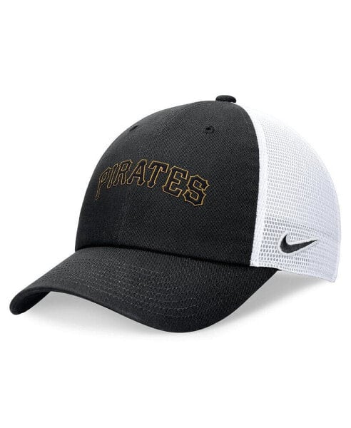 Черная регулируемая кепка с принтом Pittsburgh Pirates для мужчин Nike Evergreen Wordmark Trucker