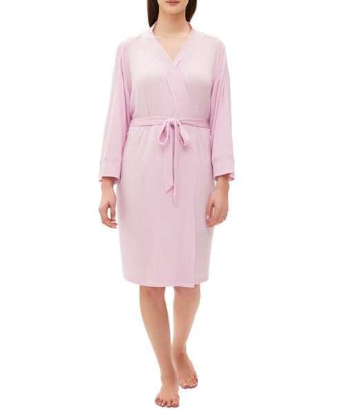 Women's Long-Sleeve Ribbed Belted Robe