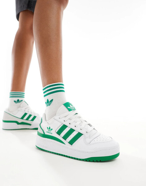 adidas Originals Forum Bold trainers in white and green