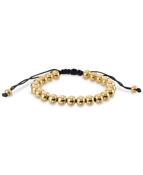 Polished Bead Cord Bolo Bracelet in Gold-Tone Ion-Plated Stainless Steel