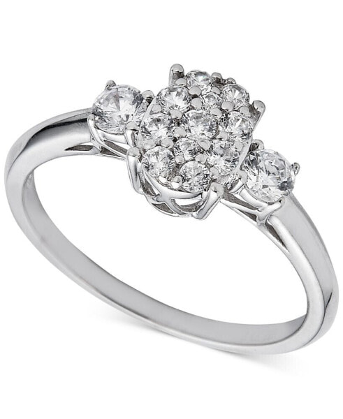 Diamond Oval Cluster Ring (1/2 ct. t.w.) in 14k White Gold