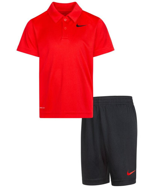 Little Boys Dri-Fit Polo T-shirt and Shorts, 2-Piece Set