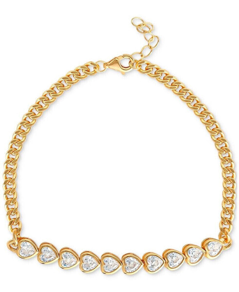 Cubic Zirconia Heart Liner Cluster Link Bracelet in 18k Gold-Plated Sterling Silver, Created for Macy's