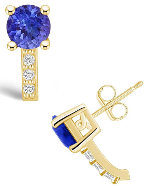 Tanzanite (1-5/8 Ct. t.w.) and Diamond (1/8 Ct. t.w.) Stud Earrings