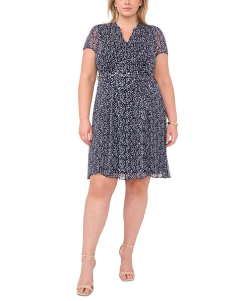 Plus Size Printed Pintucked Dress