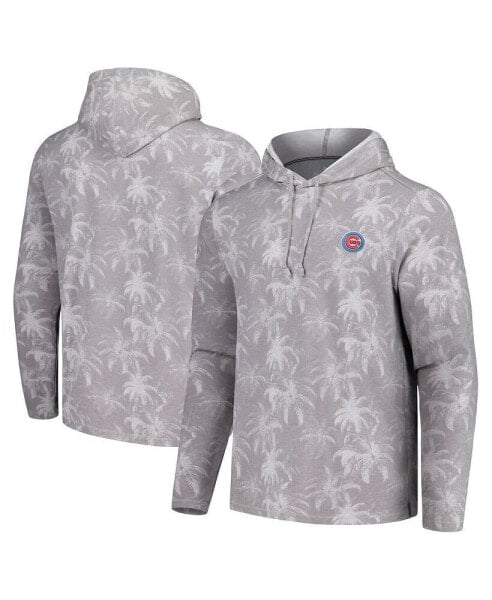 Men's Gray Chicago Cubs Palm Frenzy Hoodie Long Sleeve T-Shirt