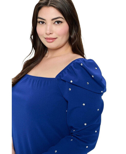 Plus Size Evangeline Rhinestone Sleeve Dress