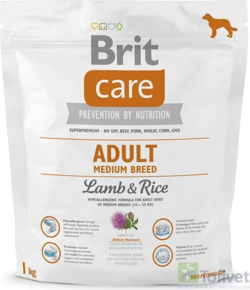Сухой корм для животных Brit, Care Adult Medium, для  больших пород, с ягненком и рисом