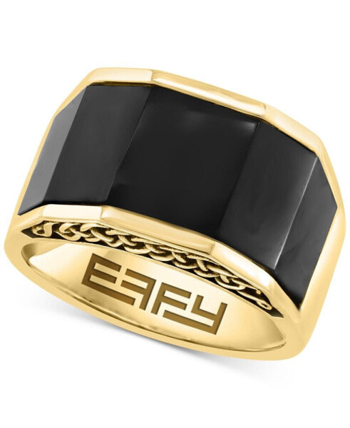 EFFY® Men's Onyx Geometric Ring in 14k Gold-Plated Sterling Silver