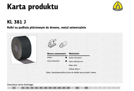 Шлифовальный ролик Klingspor KL381J 200 мм, 150 мм (50 м)