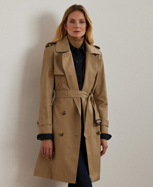 Petite Belted Water-Resistant Trench Coat