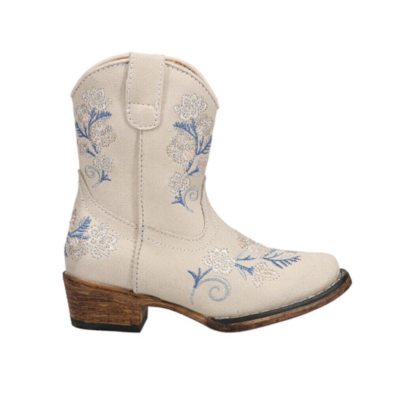 Roper Riley Floral Snip Toe Cowboy Toddler Girls Off White Casual Boots 09-017-