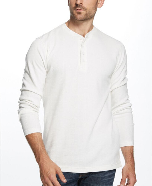 Men's Long Sleeved Waffle Henley T-shirt