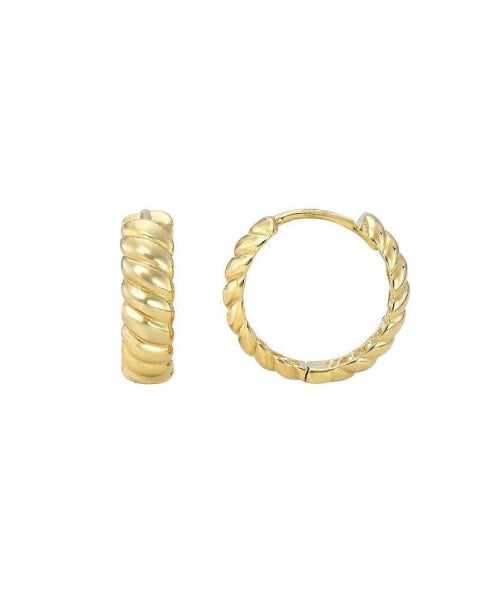 14K Gold Braided Huggie Earrings