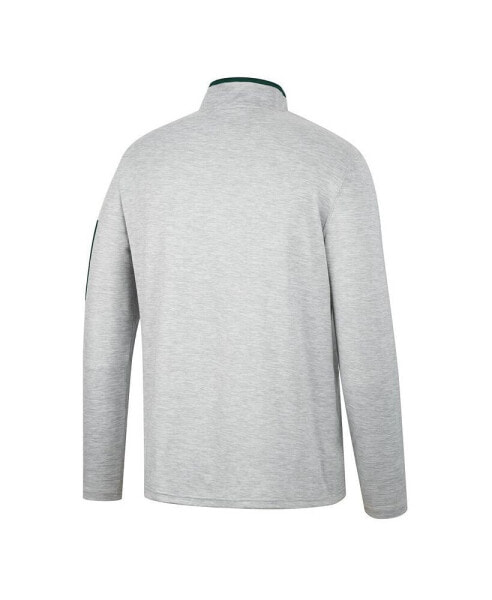 Men's Heathered Gray, Green Michigan State Spartans Country Club Windshirt Quarter-Zip Jacket